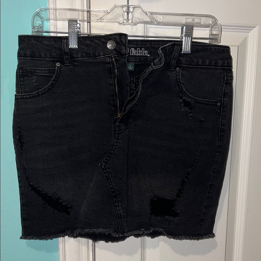 Wild Fable Distressed Black Mini Skirt